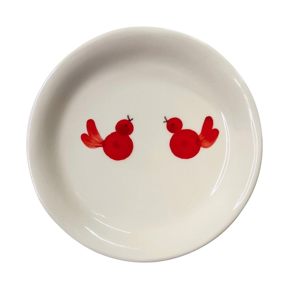 Vietri Italy Ti Penso Red Birds Plate Loved One Is Near Quote 6.25" Comfort Gift